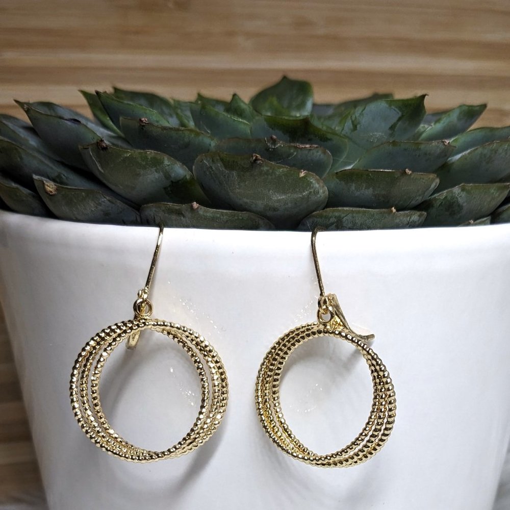 NWT ANNE KLEIN Gold Tone Drop Circle Earrings - Picture 6 of 6